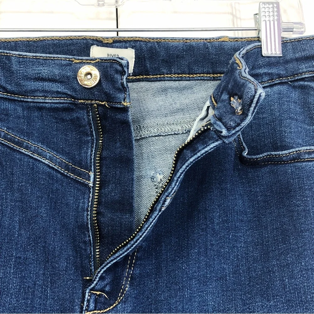 River Island Plus Dark Wash Denim High-Rise Skinny Ankle Jeans 14